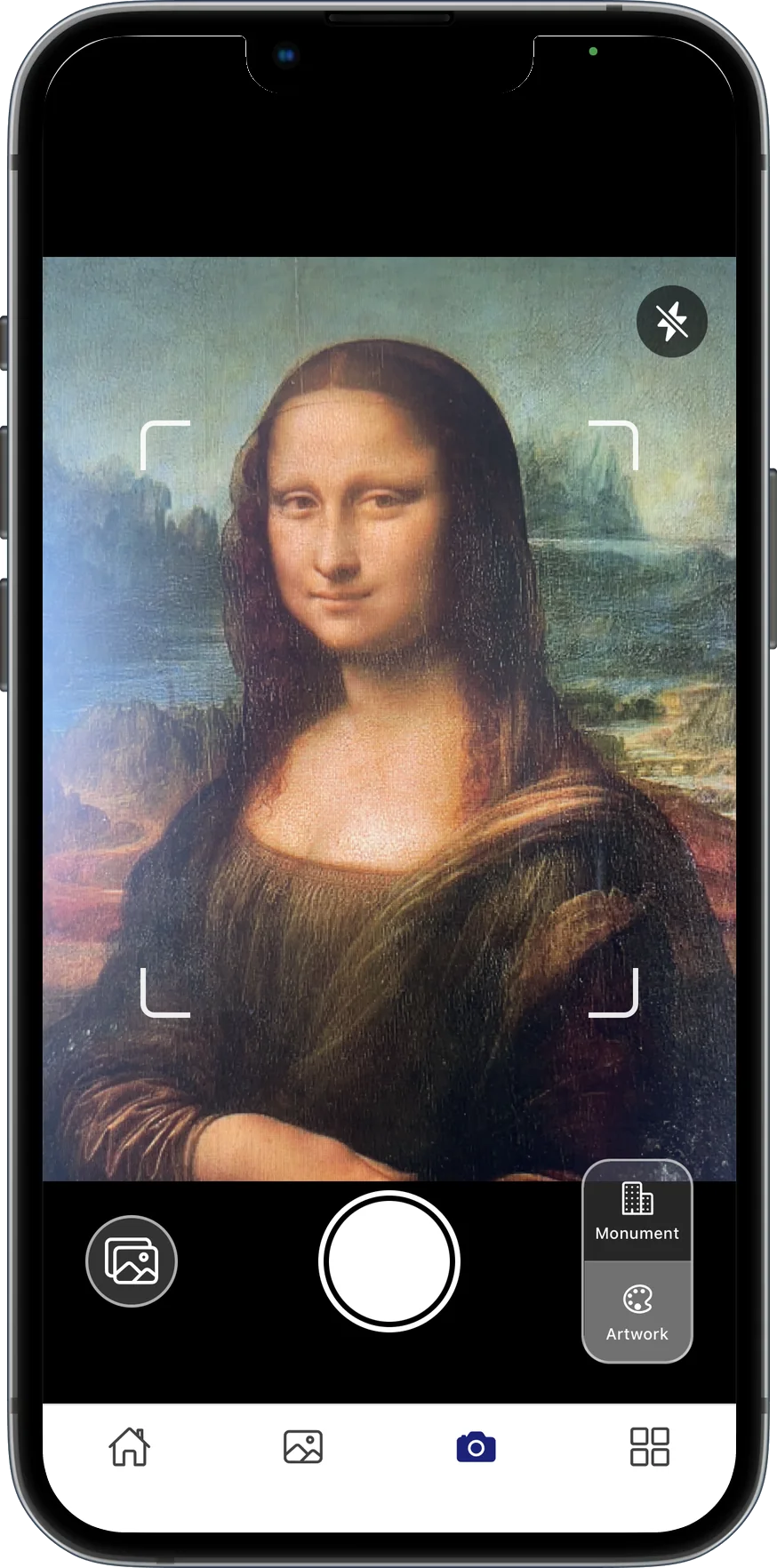 AnyArt camera screen recognising an artwork