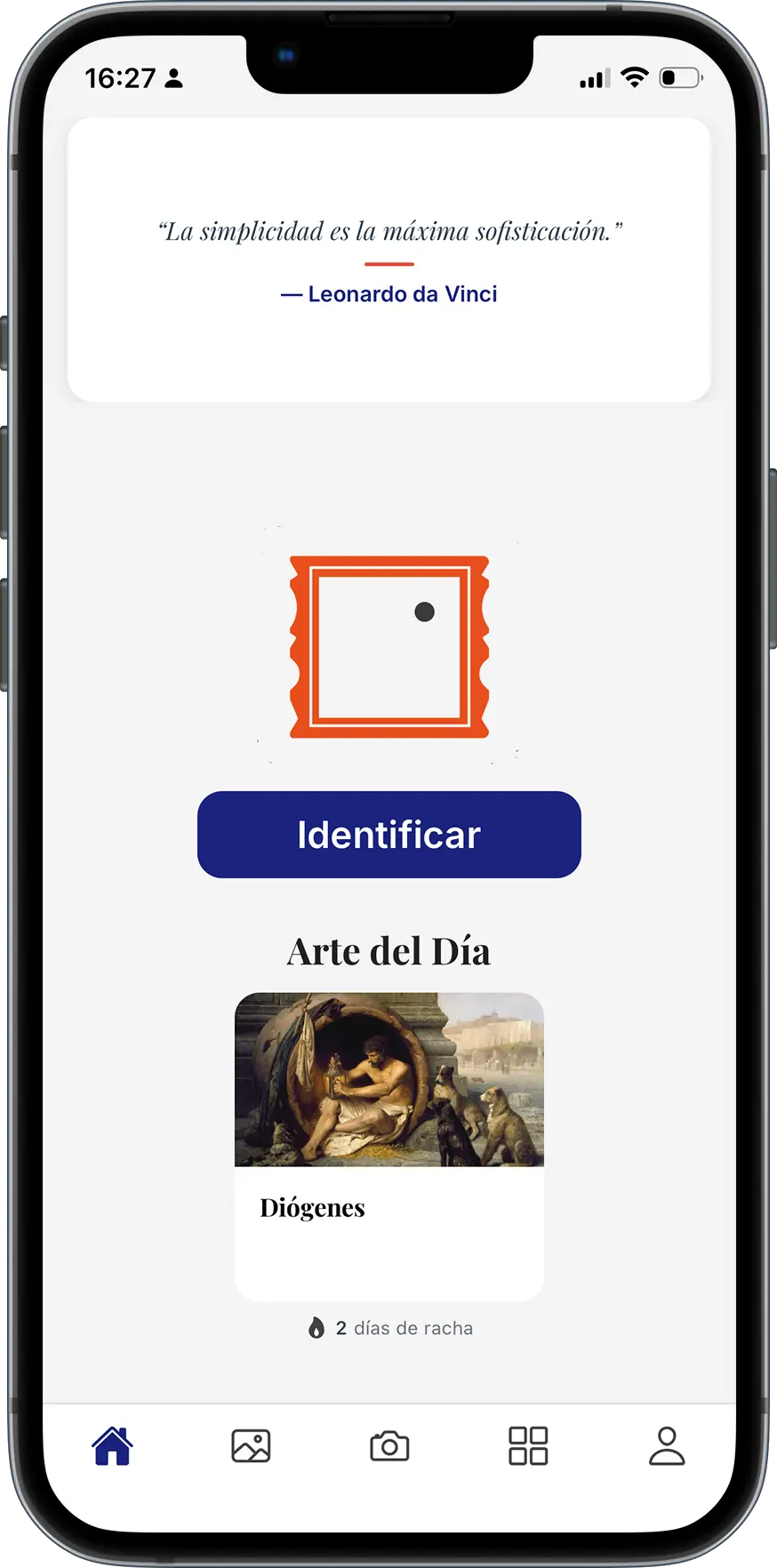 Pantalla de inicio de AnyArt
